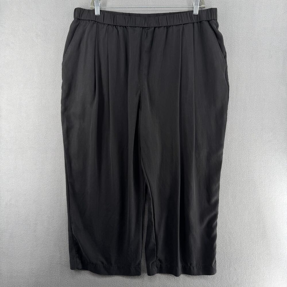 Asos Design Curve Pull On ElastIc Waist Wide Leg Pants Womens 18 Black Pockets